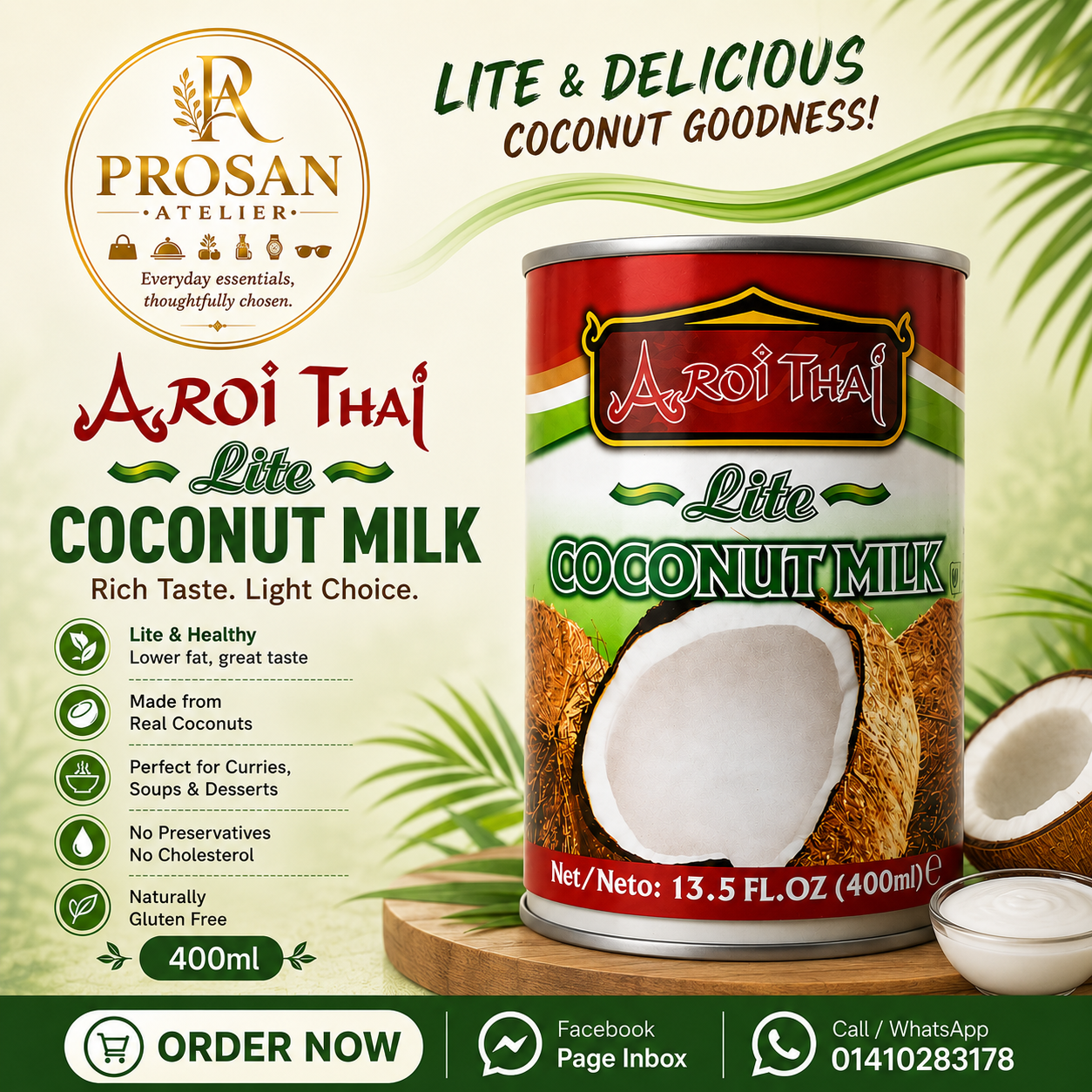Aroi Thai Coconut Milk Can 400ml