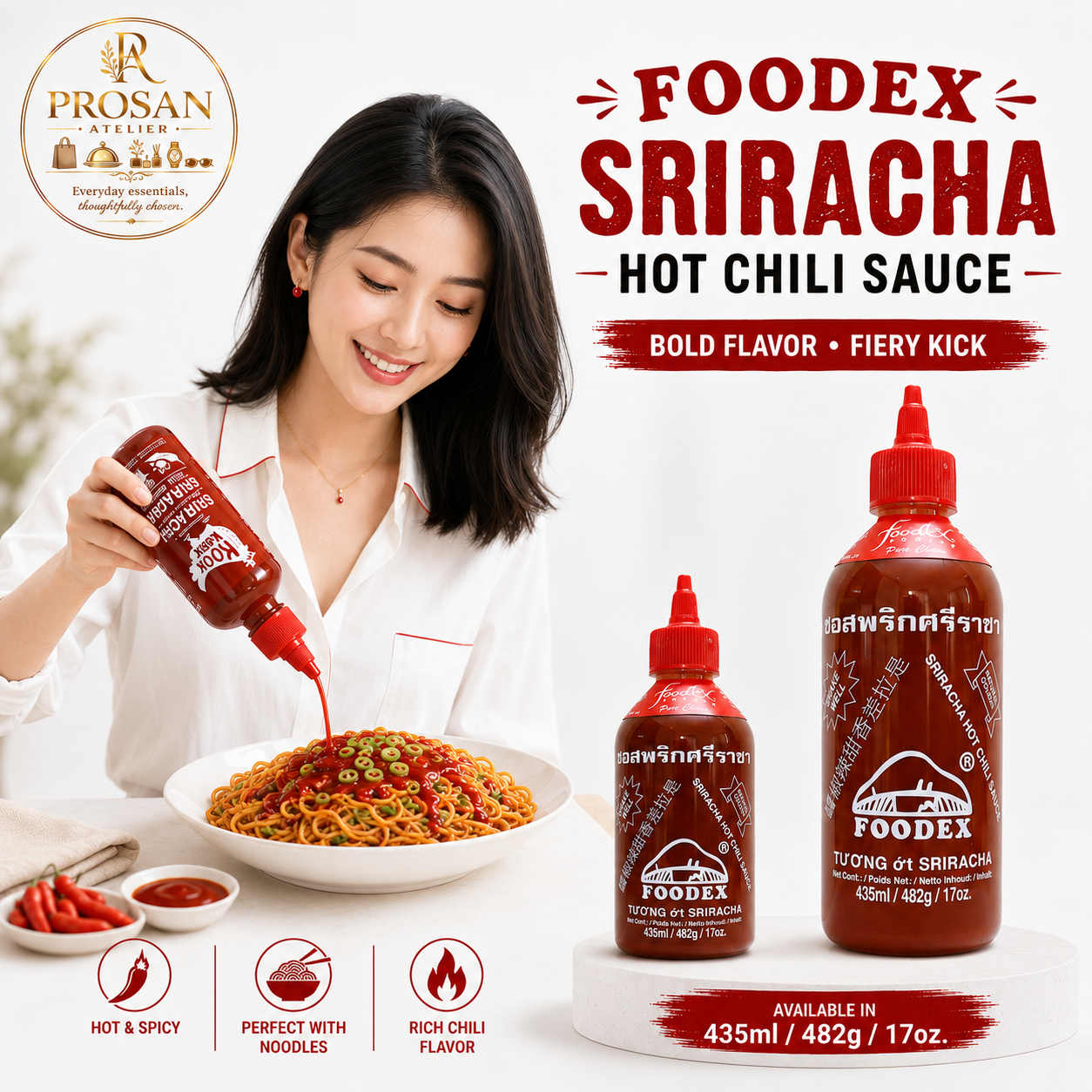 Foodex Sriracha Hot Chili Sauce 482g