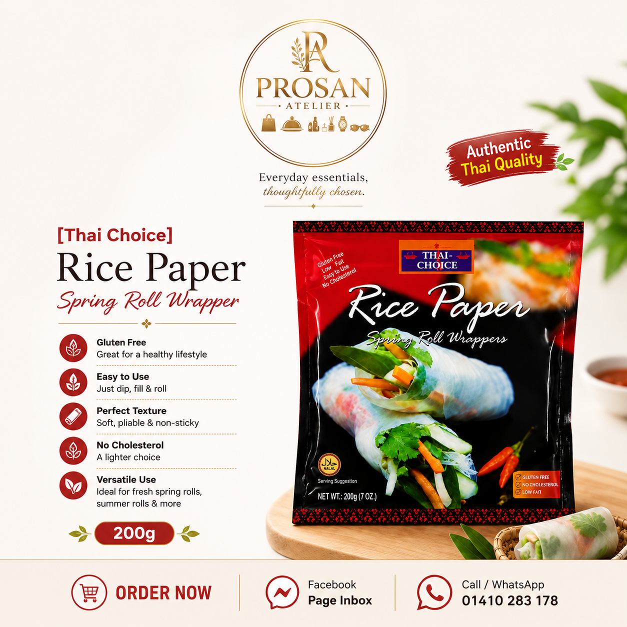Thai Choice Rice Paper Spring Roll Wrapper – 200g