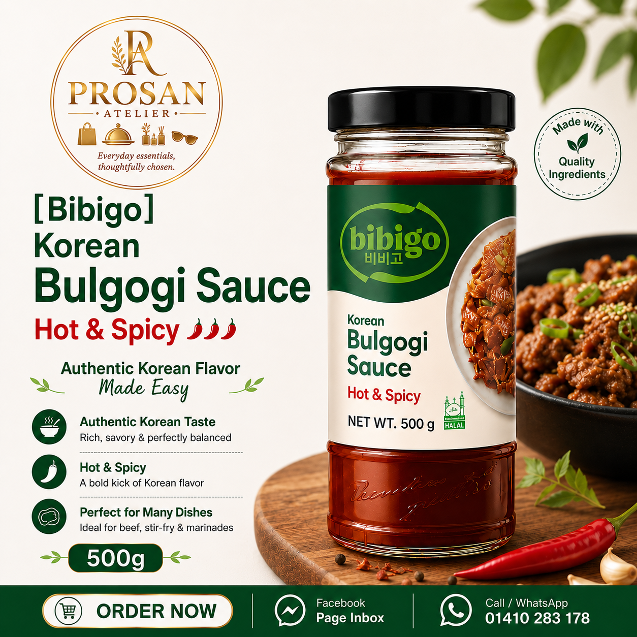 Bibigo Korean Bulgogi Sauce Hot & Spicy -500g