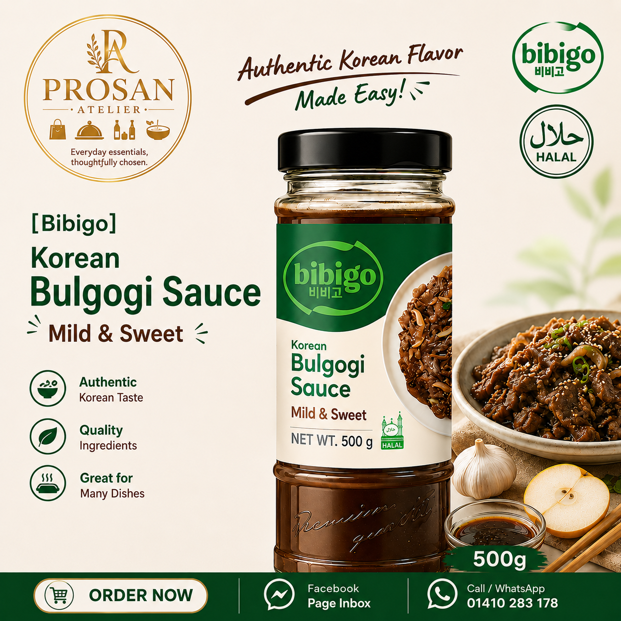 Bibigo Korean Bulgogi Sauce Mild & Sweet 500g (Halal)
