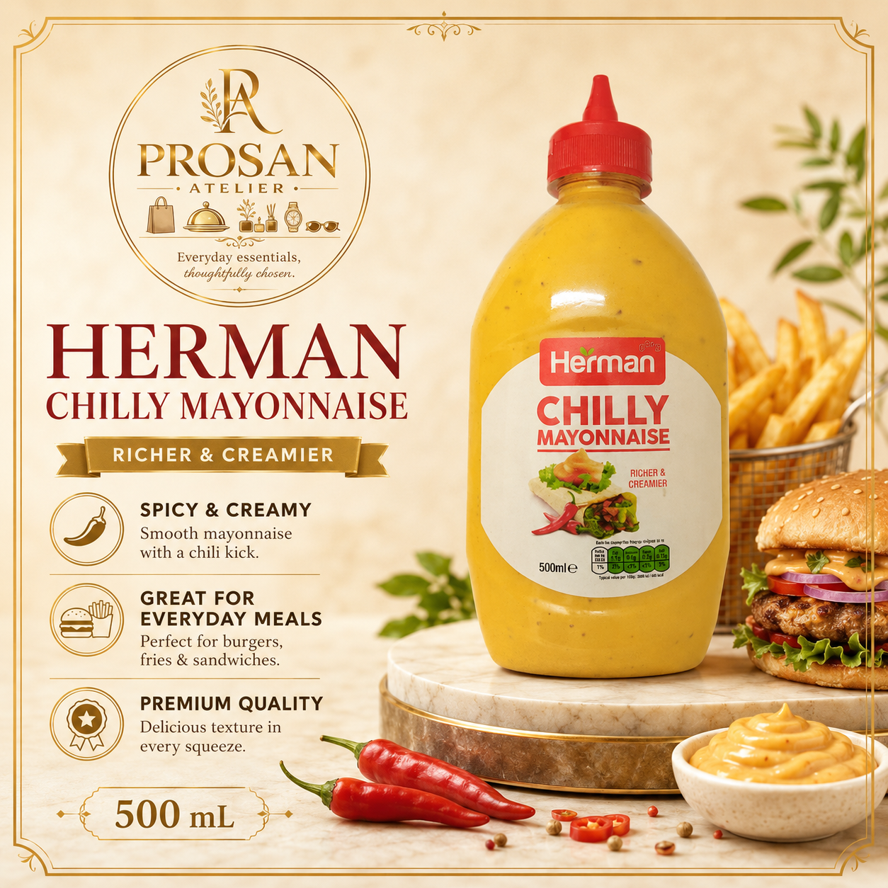 Herman Chilly Mayonnaise 500ml (Halal)