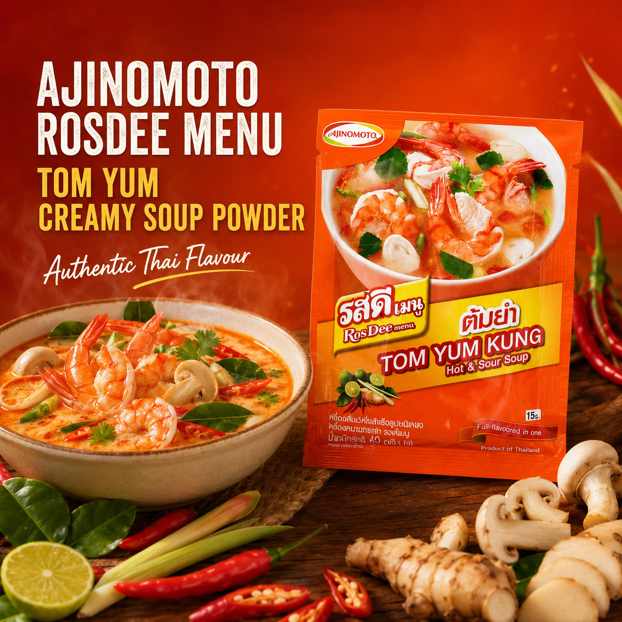 Ajinomoto RosDee menu Tom Yum Creamy soup powder