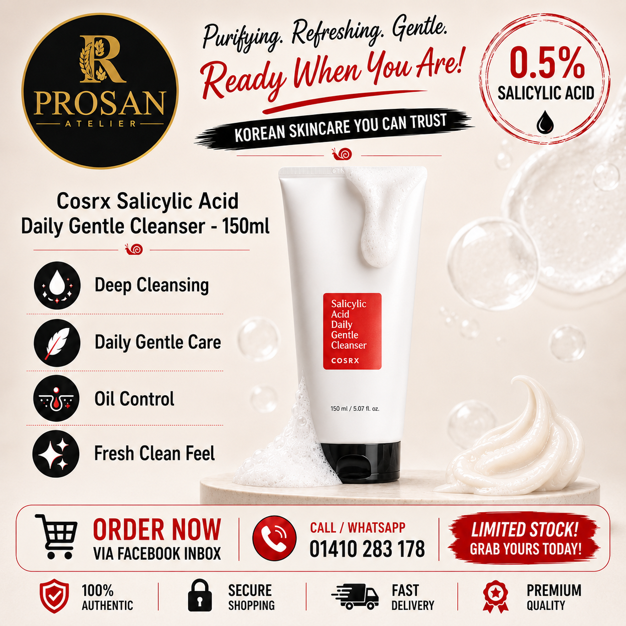 COSRX Salicylic Acid Daily Gentle Cleanser