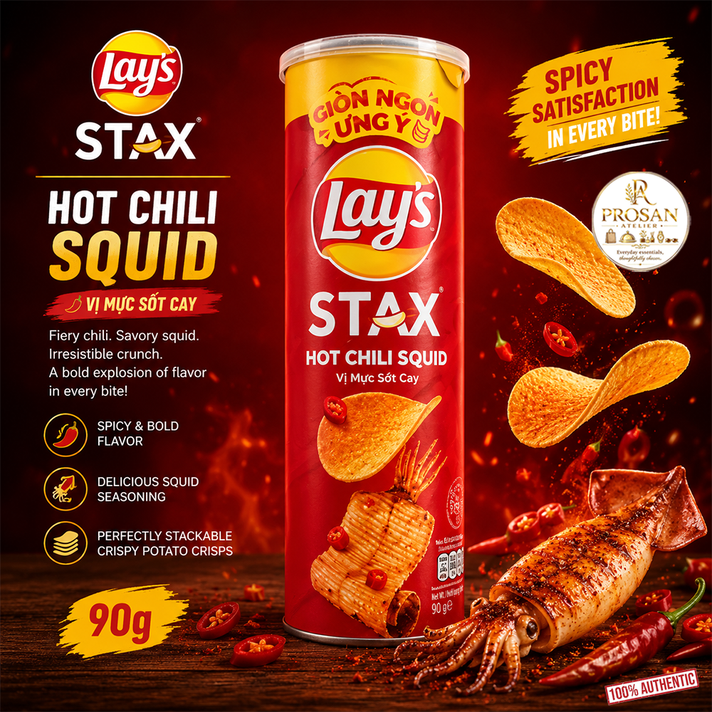 Lay’s Stax Hot Chili Squid Flavor Potato Crisps 90g