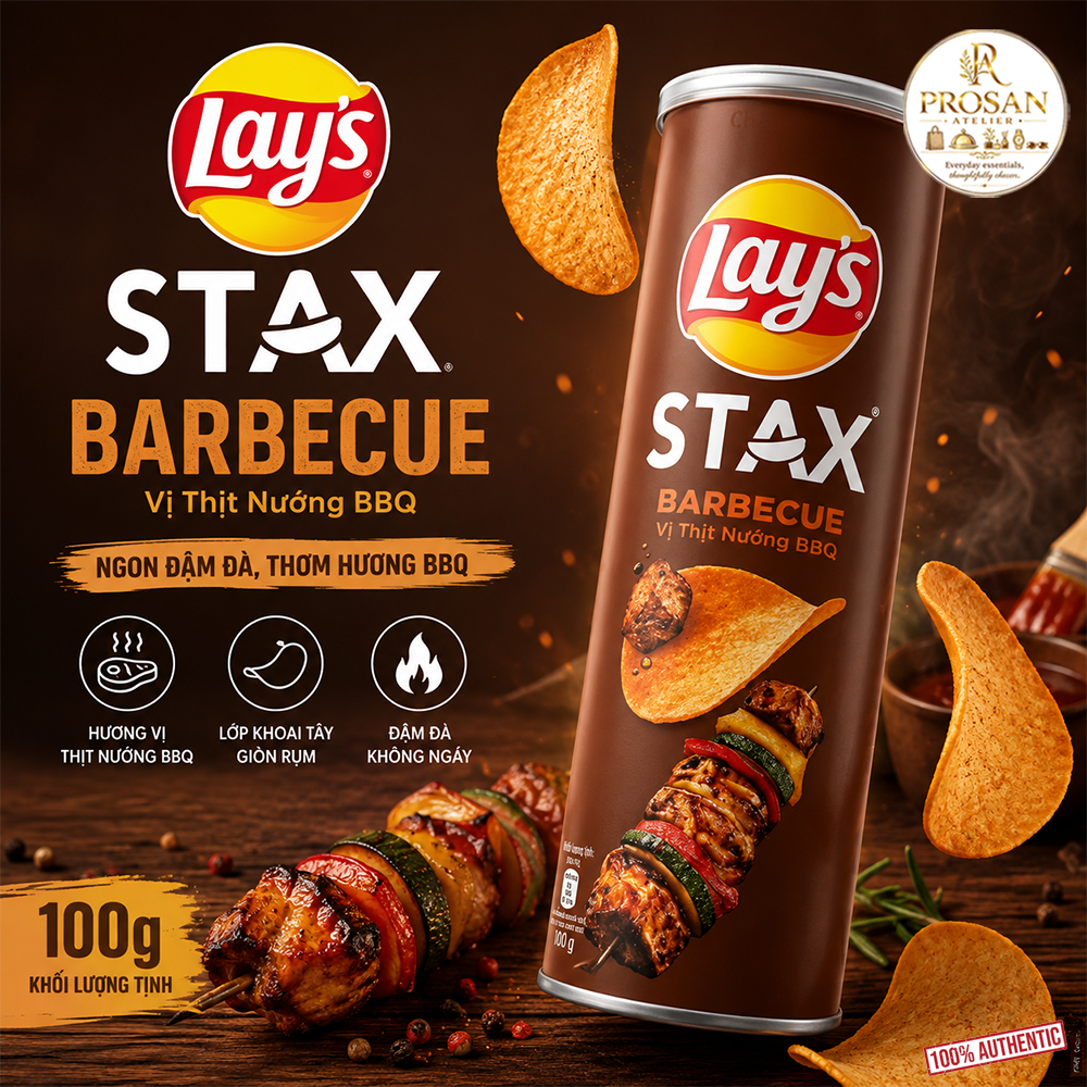 Lay’s Stax Barbecue Flavor Potato Crisps 100g