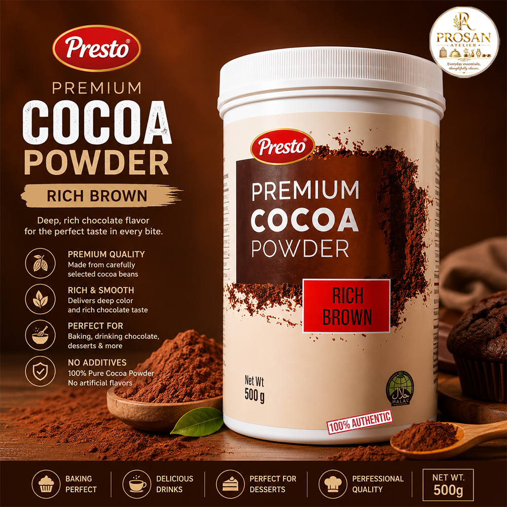Presto Premium Cocoa Powder - Rich Brown 500g Tub