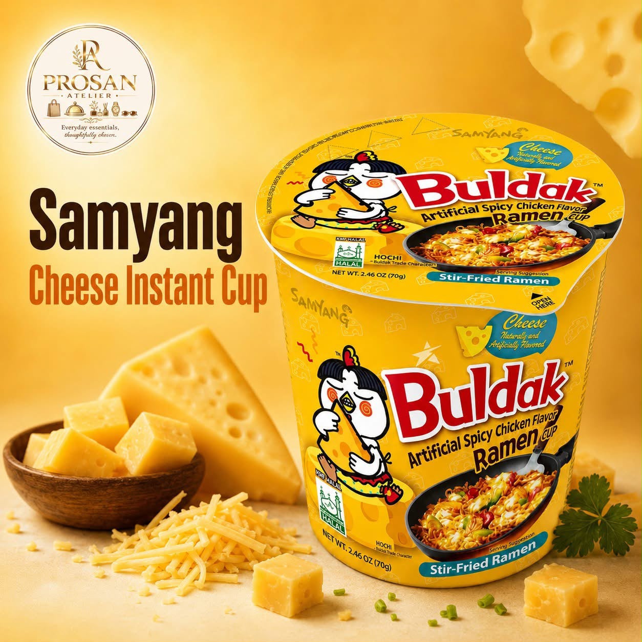 Samyang Buldak Cheese Flavor Ramen Cup Spicy Instant Noodles 80g
