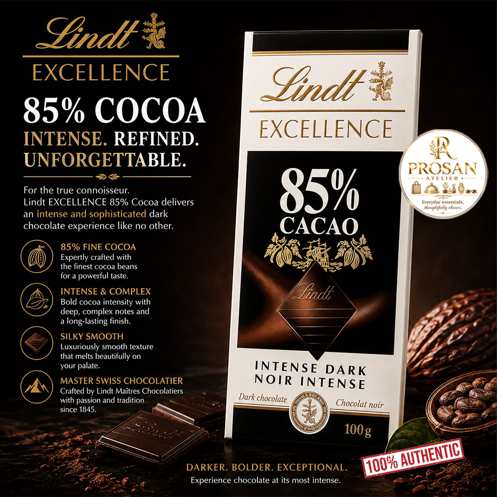 Package of Lindt EXCELLENCE 90 percent cocoa supreme dark chocolate bar 100g