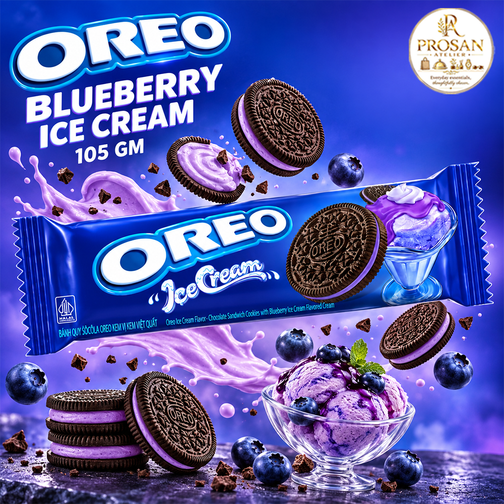 Oreo Blueberry Ice Cream Flavor Sandwich Biscuits 105g